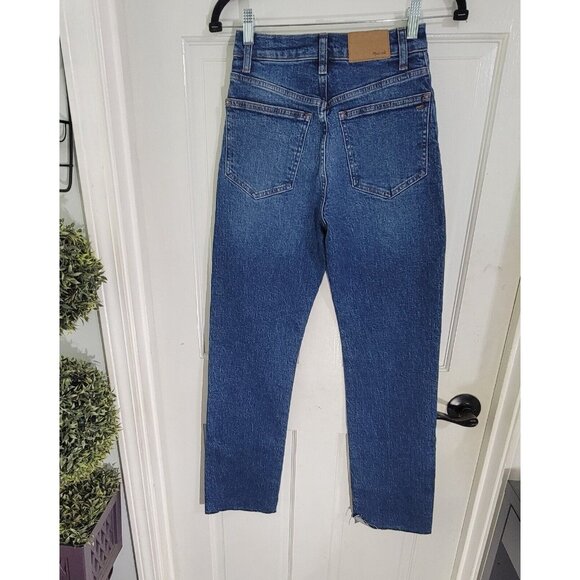 Madewell Womens Blue Denim‎ 90s Straight Leg Jeans Raw Hem High Rise Size 23 - Picture 4 of 11